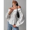 Fashion Style Sexy off-Shoulder off-Shoulder Shirt Fashion Versatile Top Sexy off Shoulder Shirt