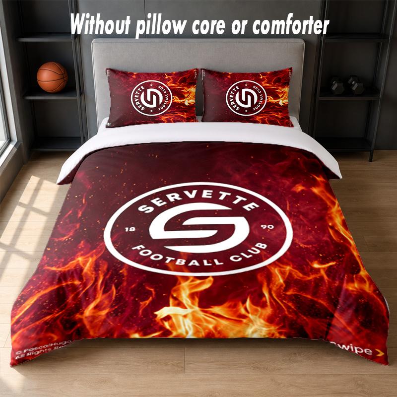 Servette FC Design Bed Bedding Set 1 Duvet Cover + 2 Pillowcases Soft Breathable Household Bed Linens