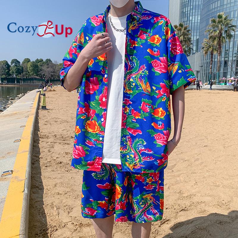 

Уютные мужские повседневные гавайские рубашки на пуговицах с короткими рукавами, костюмы, пляжные комплекты из 2 предметов с цветочным принтом для отпуска, комплекты отпускной одежды (Рубашка+брюки) 5XL синий