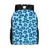 Back To School Season Light Leopard Print In  Chambray To Dark Denim Blue Daypack Leopard Print Men Women Adult Handbag Backpack