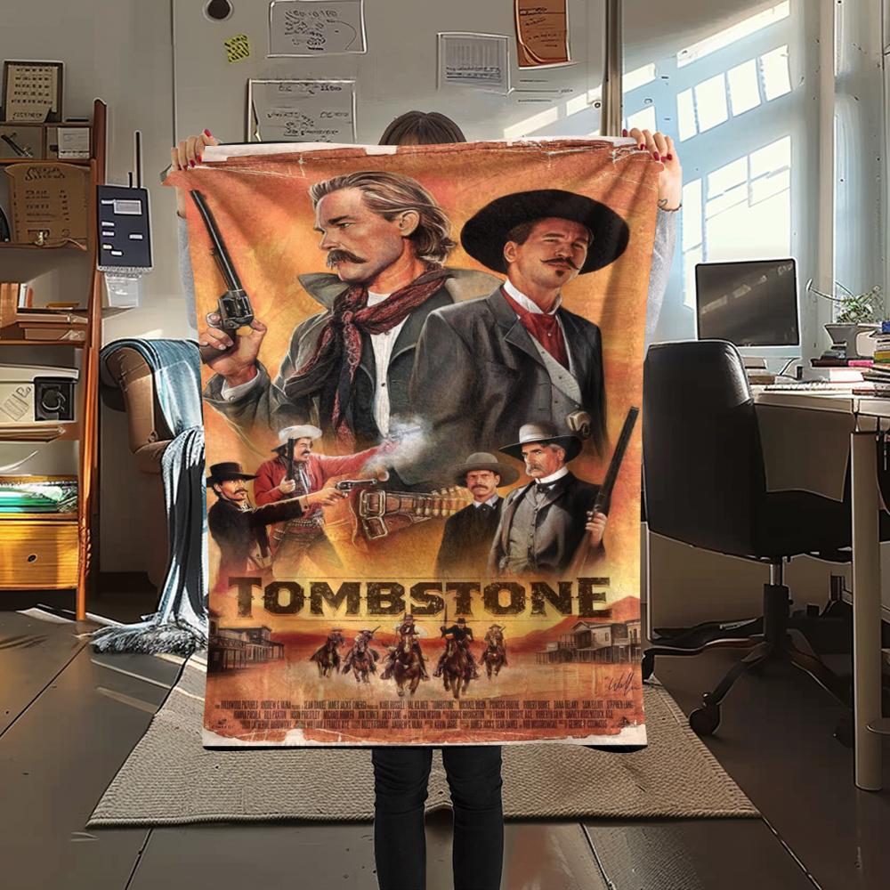 1PC Tombstone Movie Print Flannel Blanket, High quality Comfortable for All Seasons, Home Decor, Warmth and Comfort, Perfect for Christmas Gifts225