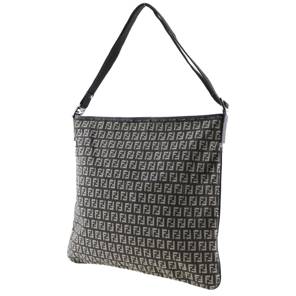 Fendi One Belt Shoulder Bag Zucchino Brown Canvas Unisex Used