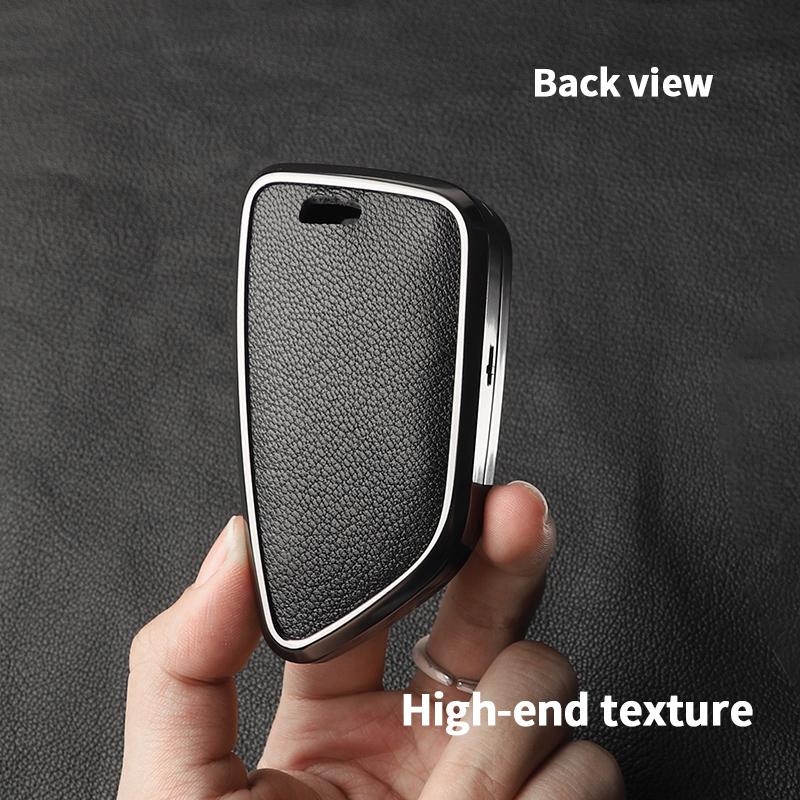 Interior Mouldings Metal and Leather Car Key Case For BMW 1 3 5 7 Series x1 x3 x5 x7 F20 F48 F15 F16 G20 G28 G22 G23 G30 G12 Key