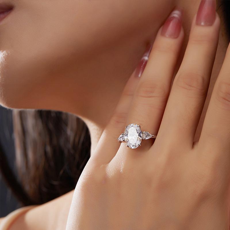 Elegant 4 Carat Marquise Cut Moissanite Women's Ring, Sterling Silver 925
