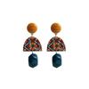 Baroque Style Irregular Geometric Earrings in Yellow & Blue Acrylic