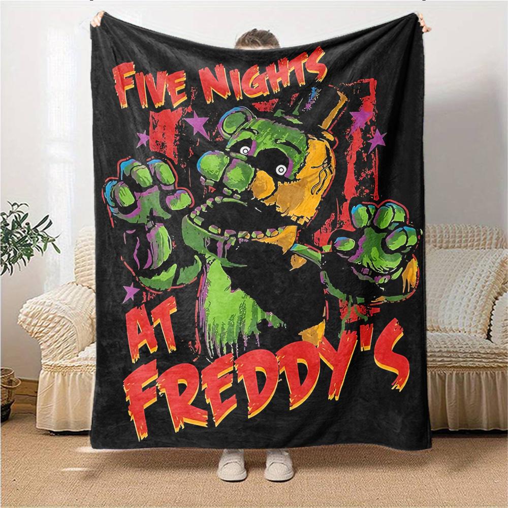 1Pc Fnaf Freddy'S Horror Theme Blanket For Couch Bed Plush Cozy Fuzzy Blanket Super Soft Warm Blankets For Fall And Winter 0918217