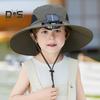 Outdoor Wide Brim Sun Hat with Solar Powered Fan Hat Breathable Mesh Design UV Protection Kids Boys Hat