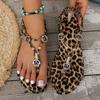 Women's 2026 New Leopard Print Gem Decor Toe-Post Sandals Wild Fashion Beach Vacation Casual Summer Shoes