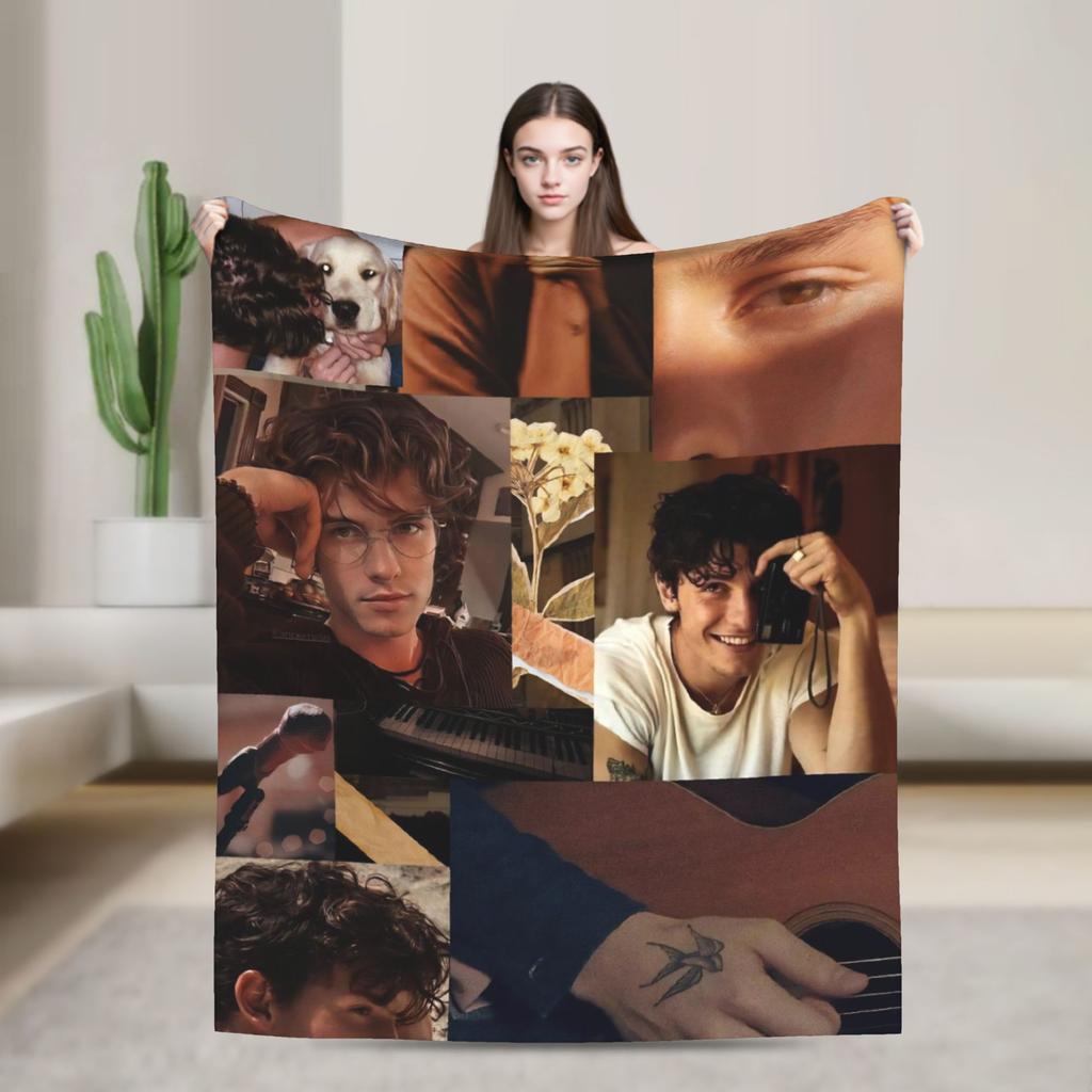 Warm Blanket Adult Decorative Rapper Shawn Mendes Throw Blanket Flannel Bedspread For Couch Chair Street Trend Sofa Bed Cover