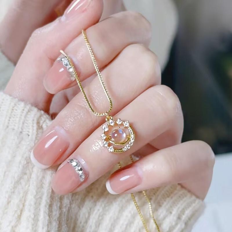 

Ожерелья из нержавеющей стали золотого цвета с планетой Сатурн для женщин, девушек, чокер с цирконом и лунным камнем, подвеска, ювелирные изделия, подарки