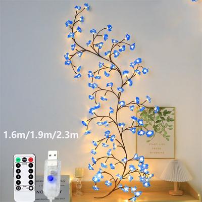 Nuevas Luces de Cadena de Flor de Melocotón LED Decoración del Hogar Iluminación Ambiental USB Luces de Planta Artificial Luces Decorativas para Fiesta Festiva Control Remoto Inteligente