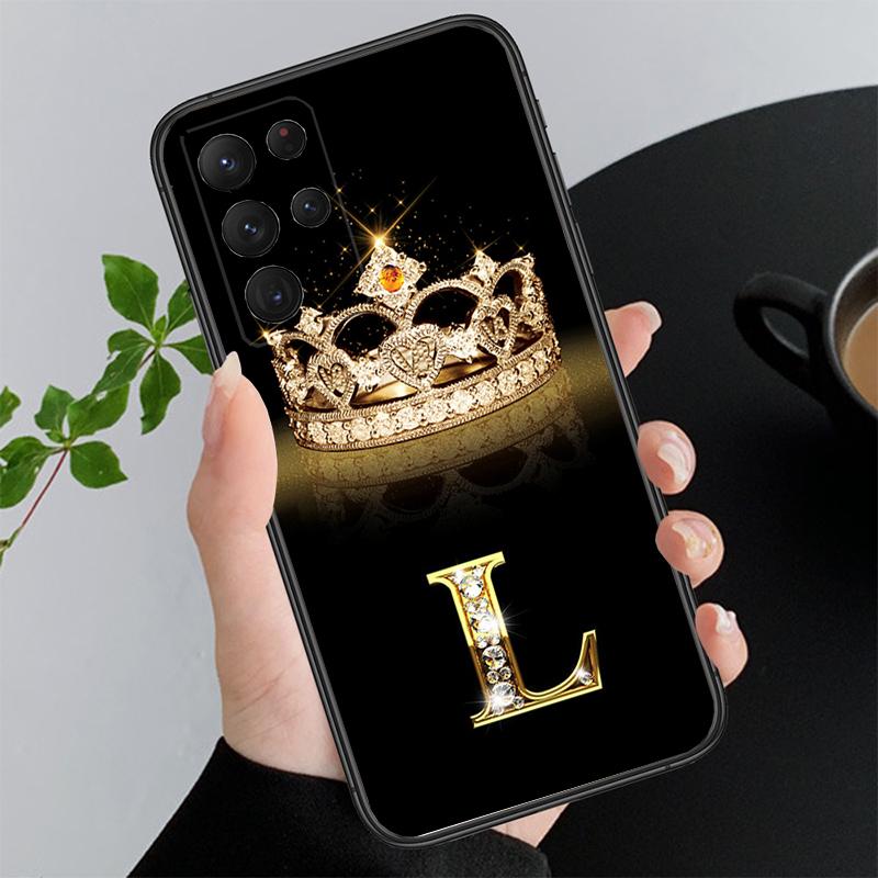 Diamond Crown Letter Phone Case for Samsung Galaxy A73 A13 A22  A32 A71 A33 A52 A53 A72 A73 A51 A31 A23 A34 A54 A52 A53S Funda