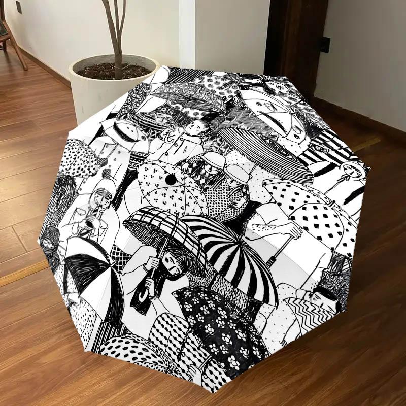 1PC Umbrella Patterns Umbrella-9-Rib Reinforced, Automatic Open, Lightweight & Durable, Cute Fashion Accessory for Outdoor-P0733