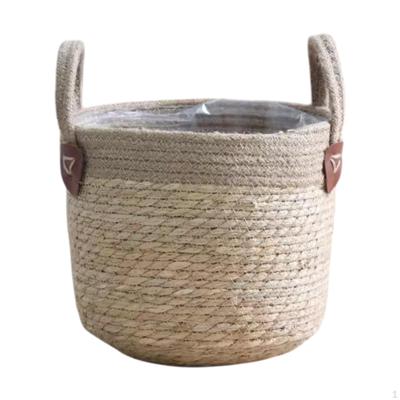 Koszyk tkany, doniczka na kwiaty z uchwytami, pojemnik na plażę