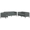 3 Piece Sofa Set Dark Grey Fabric
