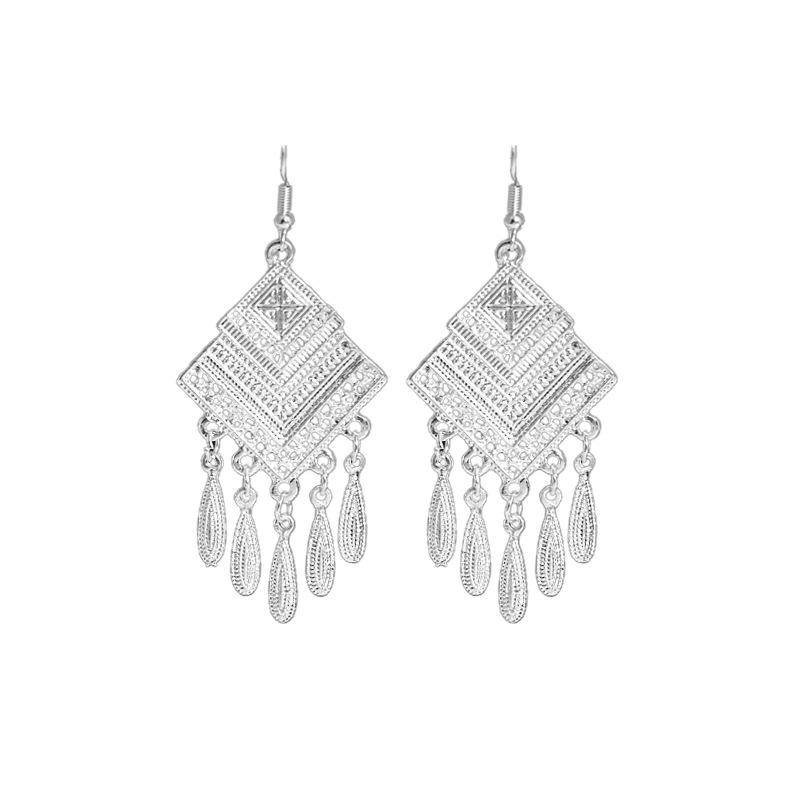 Ethnic style imitation Miao silver earrings, retro long tassel earrings, attractions, ancient style earrings, Miao earrings, women