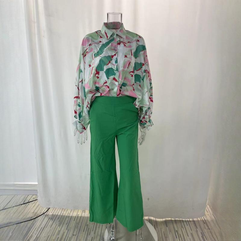 Summer Women's Printed Shirt Style, Loose and Breathable, Stylish Trousers, Fashionable and Casual Set