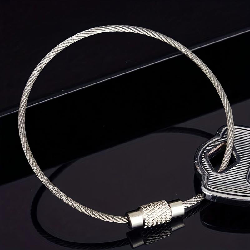 60Pcs Stainless Steels Wire Keychains Rings Circle Metal Keychains Label Rope Braided Steels Chain Heavy Luggage Label Rings