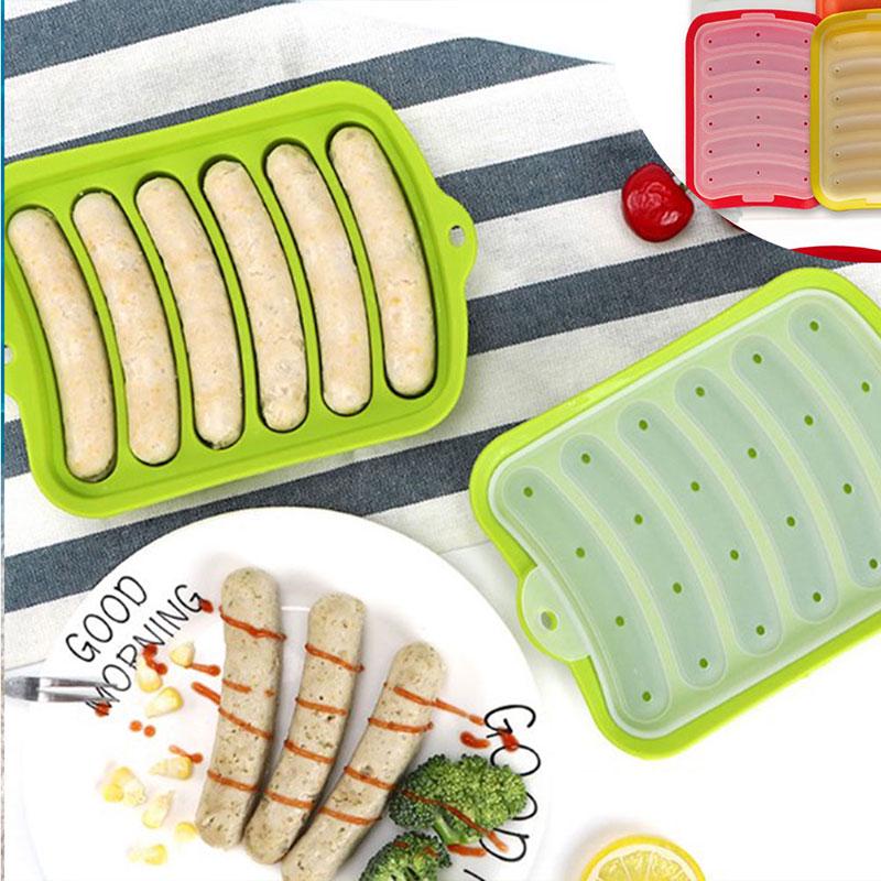 6 Cavity Silicone Sausage Mold Homemade Ham Dog Baking Egg Food Mould