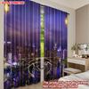 2D flat printing 2pcs Curtain Cityscape Night View Digital Printed Polyester Drapes Family Party for All Occasions for Bedroom