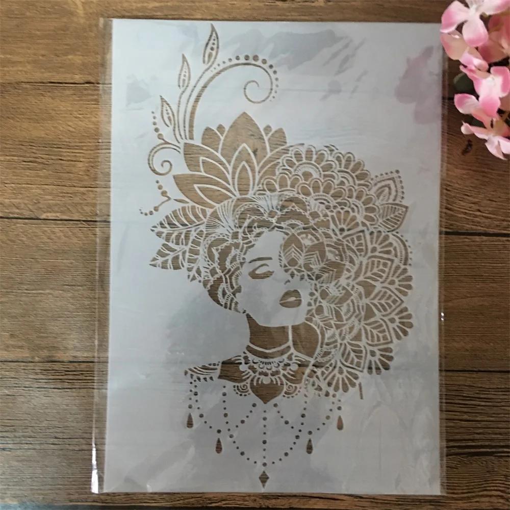 A4 29cm Fashion Lady Girl Hat DIY Layering Stencils Painting Scrapbook Coloring Embossing Album Decorative Template