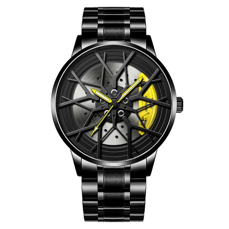 BORUSE Fashion Waterproof Men's Watch Luminous Wheel Hub Watch Business Sports Leisure Watch Quartz Steel Watch