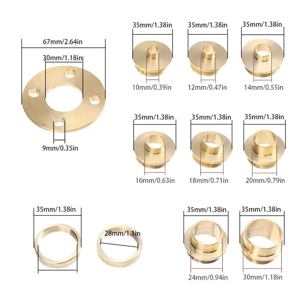 11 Pcs Premium Router Guide Kit Brass Router Bushing Guide Set Router Template Guide Woodworking