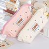 1pcs Three Cartoon Bear Pencil Bag Pen Case Embroidery Design Large Opening Cute Portable Storage Pouch Student