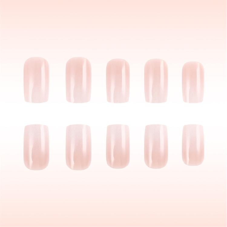 24x Glänzende Vollabdeckende Falsche Nägel Kurz Quadratisch Press-On Nägel Gradient Aufklebbare Nägel Einfache Künstliche Acryl-Nägel