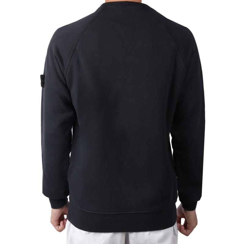 Stone Island Logo Patch Crew Neck Loose Fit Long Sleeve Sweatshirt Kids sweatshirt Black 791662141-V0129