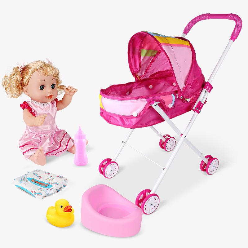 Girls' Playhouse with Doll and Toy Stroller Set