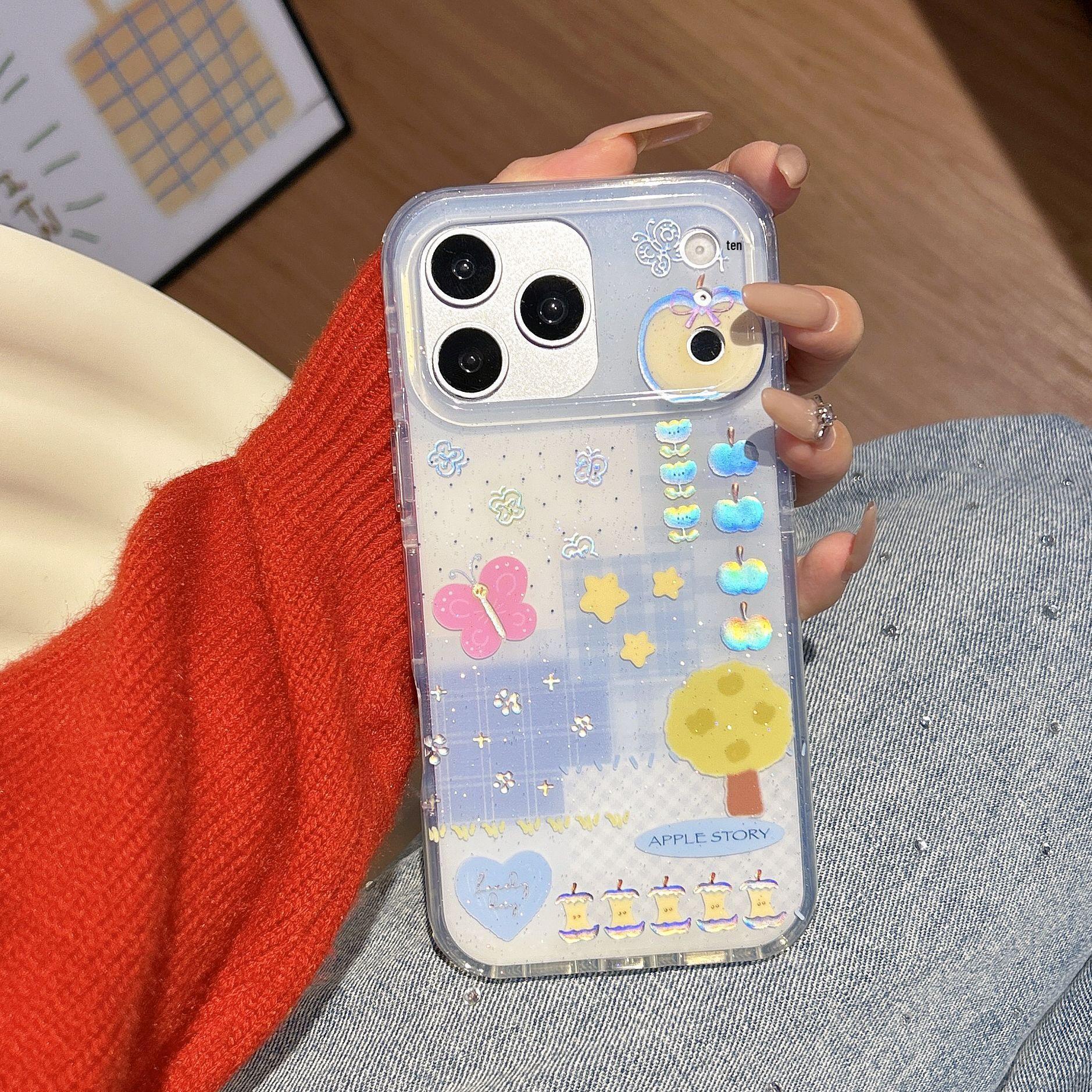 

Fresh Blue Illustrated Laser Hard Shell for iPhone 17 Pro Max & Apple 16 16 Pro Max