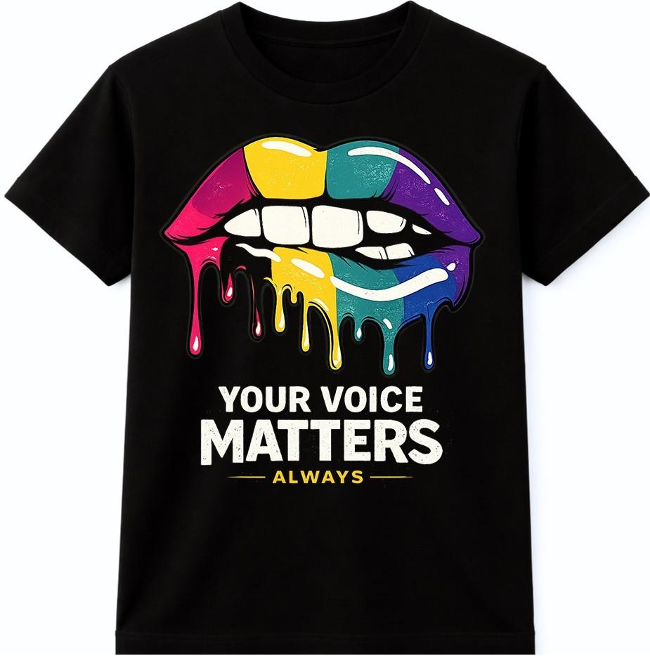 Dripping Lips T Shirt Your Voice Matters Empowerment Graphic Slogan Tee M