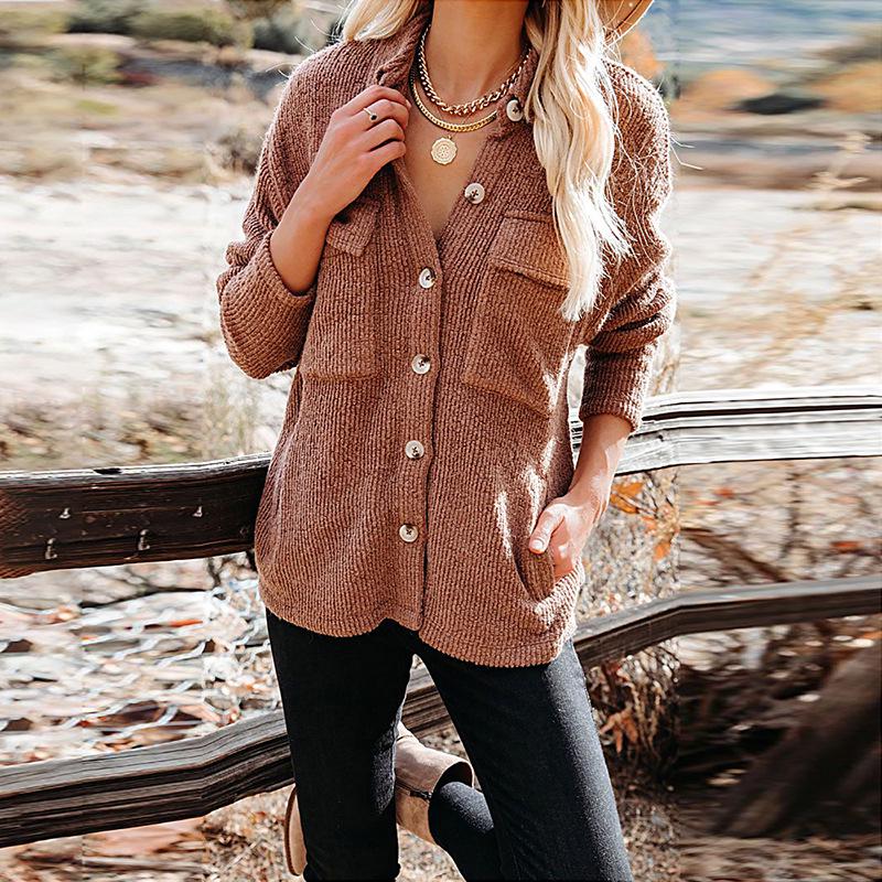Women's 2026 Autumn/Winter Corduroy Long Sleeve Pocket Cardigan