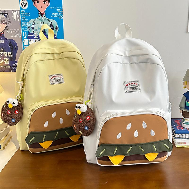 Korean Version of Niche Design Sense Hamburger Cute Large Capacity Campus Casual Backpack Travel Backpack Middle School Students Book