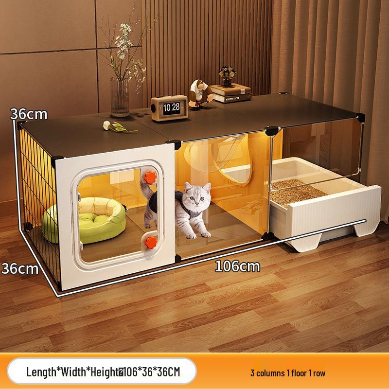 Compact Indoor Cat Villa: Integrated Bed, Toilet, and Play Area - Space-Saving Design for Apartment Living