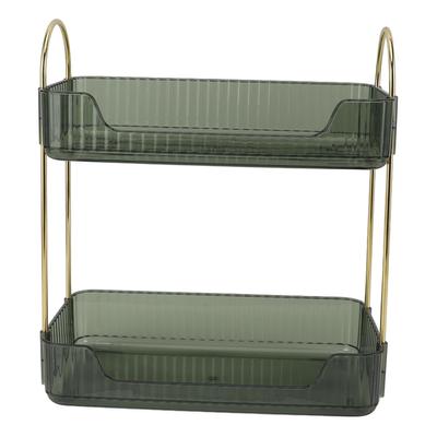 Double Layer Makeup Stand Modern Light Luxury 2 Tier Makeup Shelf Organizer for Brushes Eyeshadow