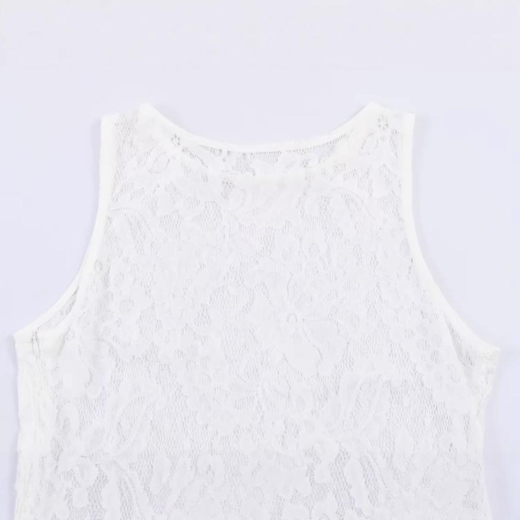 Summer new European and American women's clothing sleeveless off-the-shoulder sexy lace fashion temperament slim-fitting long dress