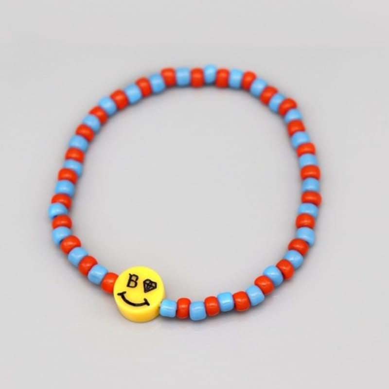 BONBEAU Kitsch smile two-tone beads Bracelet Kitsch smile charm two-tone bead bracelet 5 colors