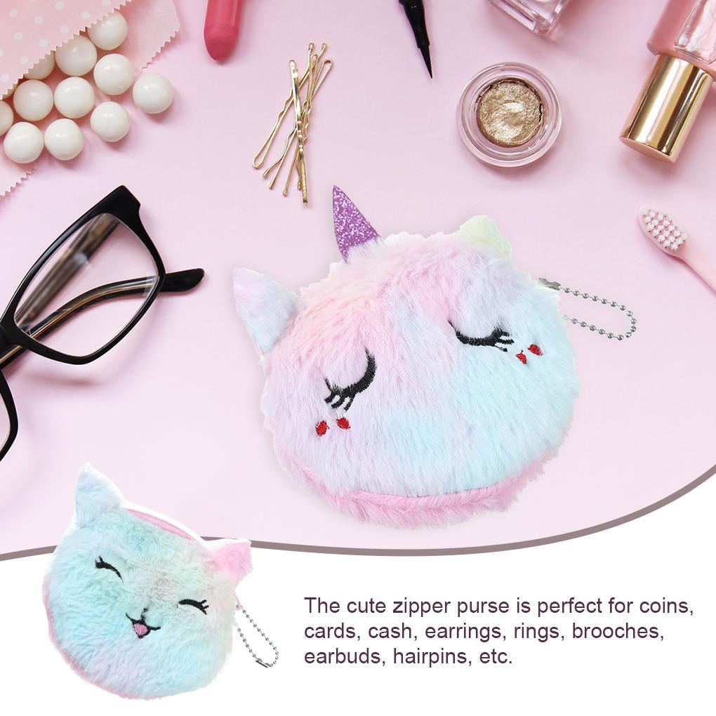 Plush Cartoon Wallet Small Cash Card Bag Party Favors Storage Zipper Purse Handbag Organizer Travel