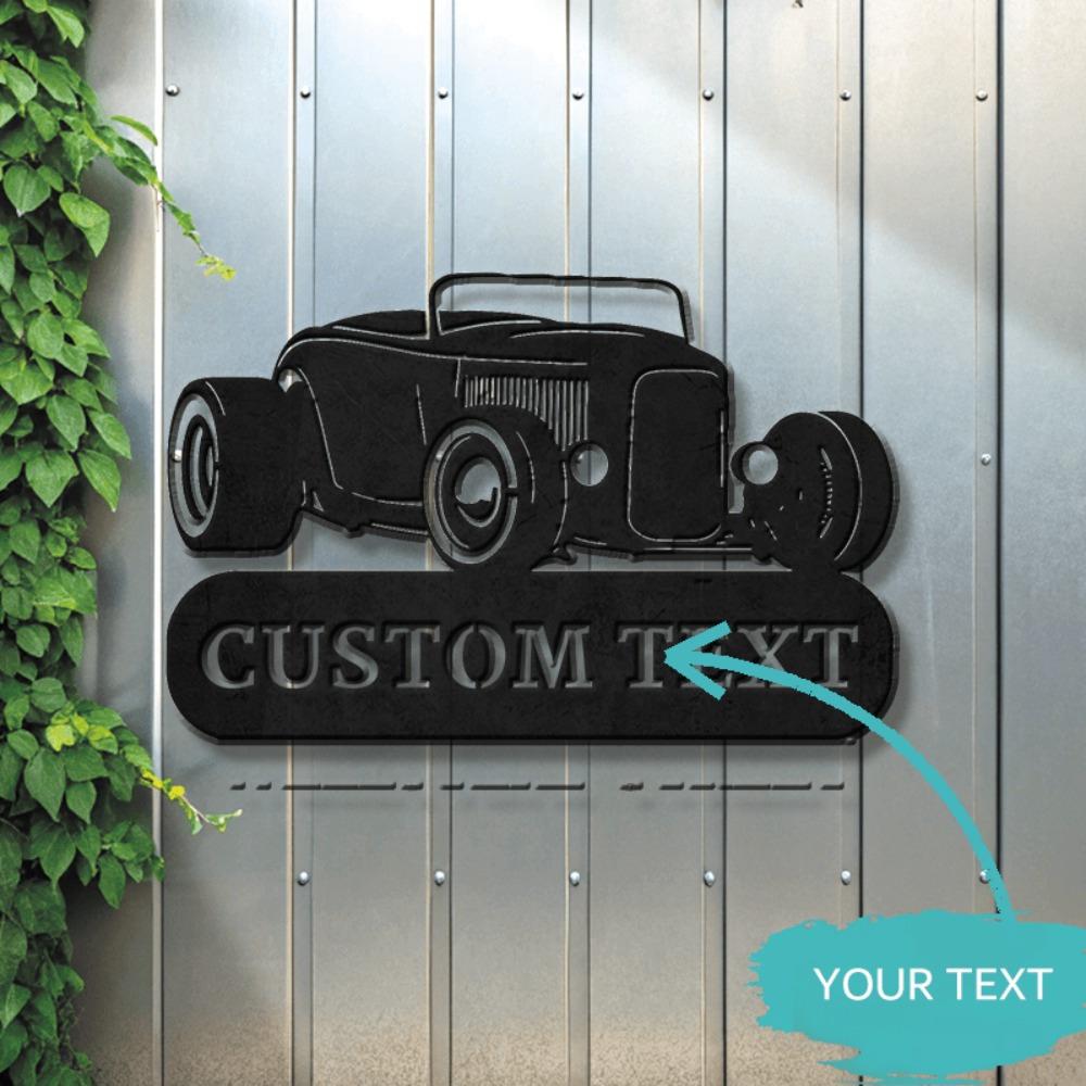 Retro Muscle Car Metal Sign Handcrafted House Number Plate Personalized Garage Wall Decor