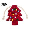 Cute Fur Ball Bell Ornaments Christmas Tree Drawstring Gift Bag, Plush Pom Hanging Reusable Xmas Decorations Ornament, Candy Pouch Decor for