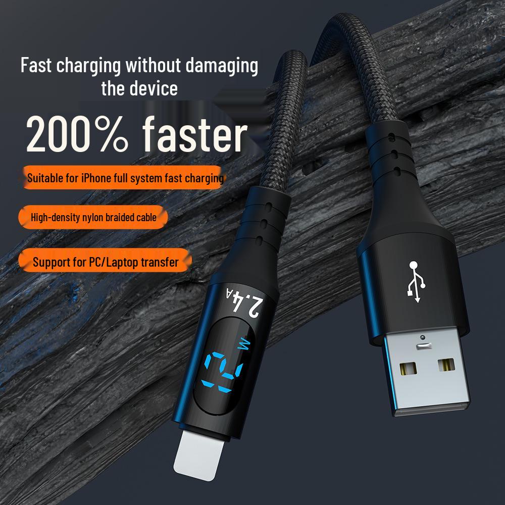 5A Dual Type-C PD100W Fast Charging Cable with Digital Display for iPhone 15 and Huawei Laptops