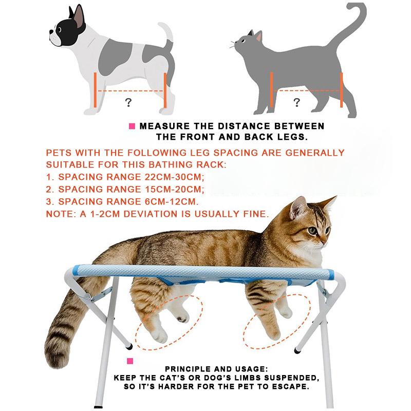 Pet Grooming Rack Pet Bath Stand Mesh Bathing Station Foldable Metal Structure With Surface & Strap For Pet Washing Maintenance