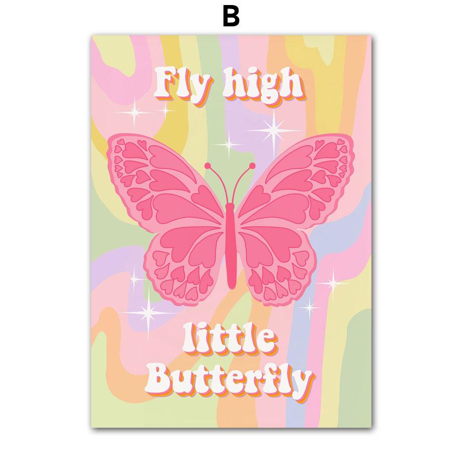 Ροζ Πεταλούδα Ματίς Κόκκινο Λουλούδι Παστέλ Αφηρημένη Τέχνη Τοίχου Καμβάς Ζωγραφική Αφίσες και Εκτυπώσεις Εικόνες Διακόσμηση Σαλονιού