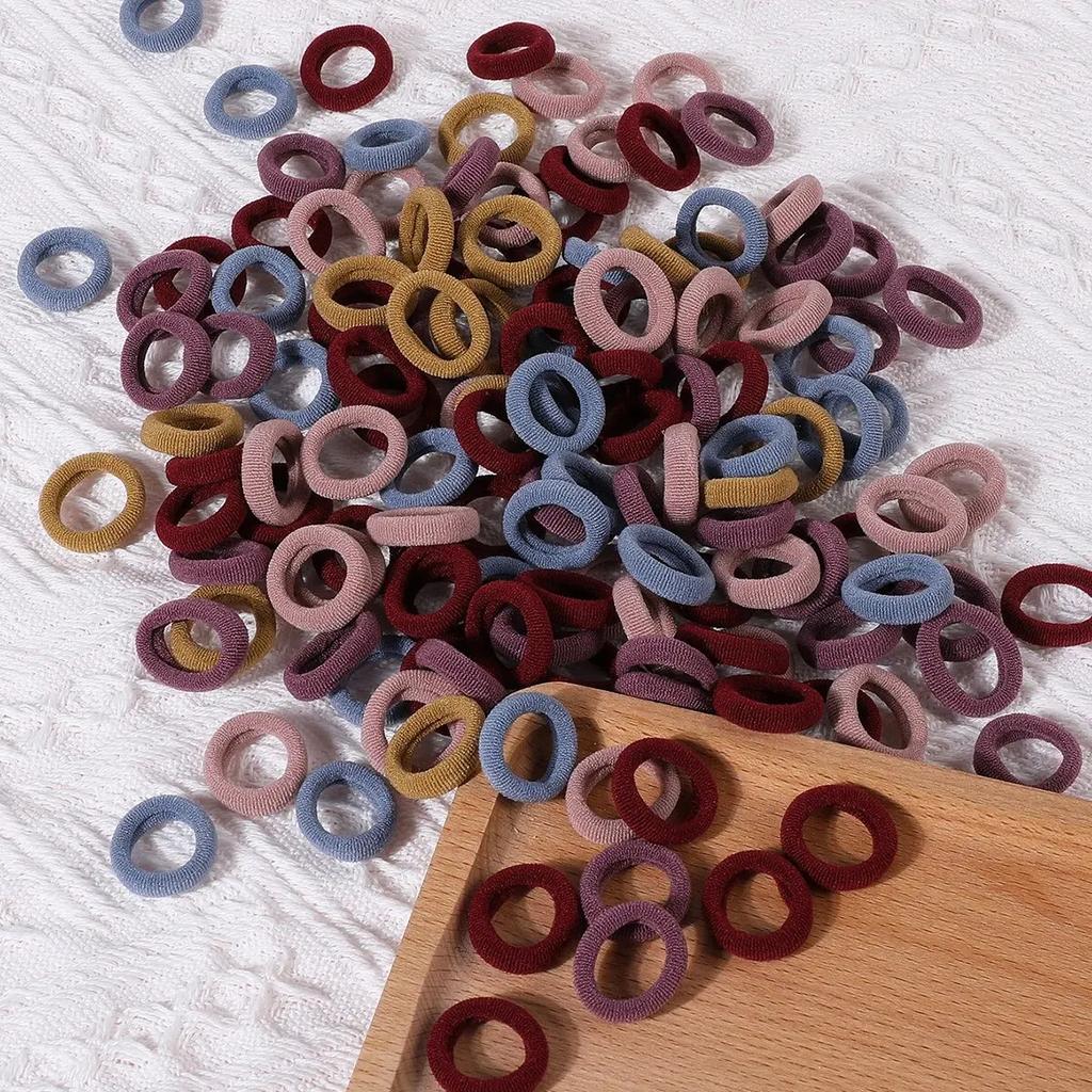 100PCS New Basic Nylon Ealstic Hair Ties for Girls Colorful Hair Band Ponytail Holder Scrunchie Rubber Band Kid Hair Accessories