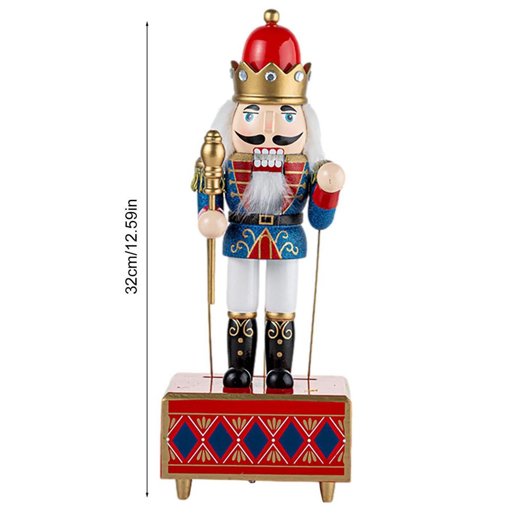 Christmas Ornaments Wooden Nutcracker Soldier Cartoon Character Music Box Home Tabletop Decoration Holiday Gifts