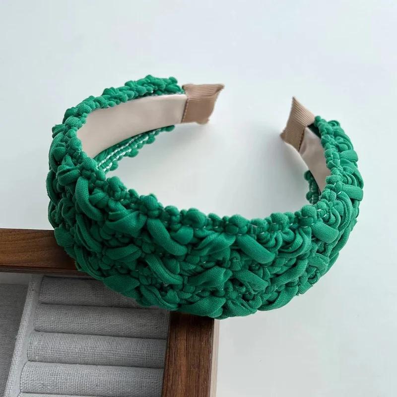 

Модная плетеная повязка на голову с широкой лентой Простая элегантность Повязка для волос Плетеный узор Высококлассные аксессуары для волос Повязка на голову