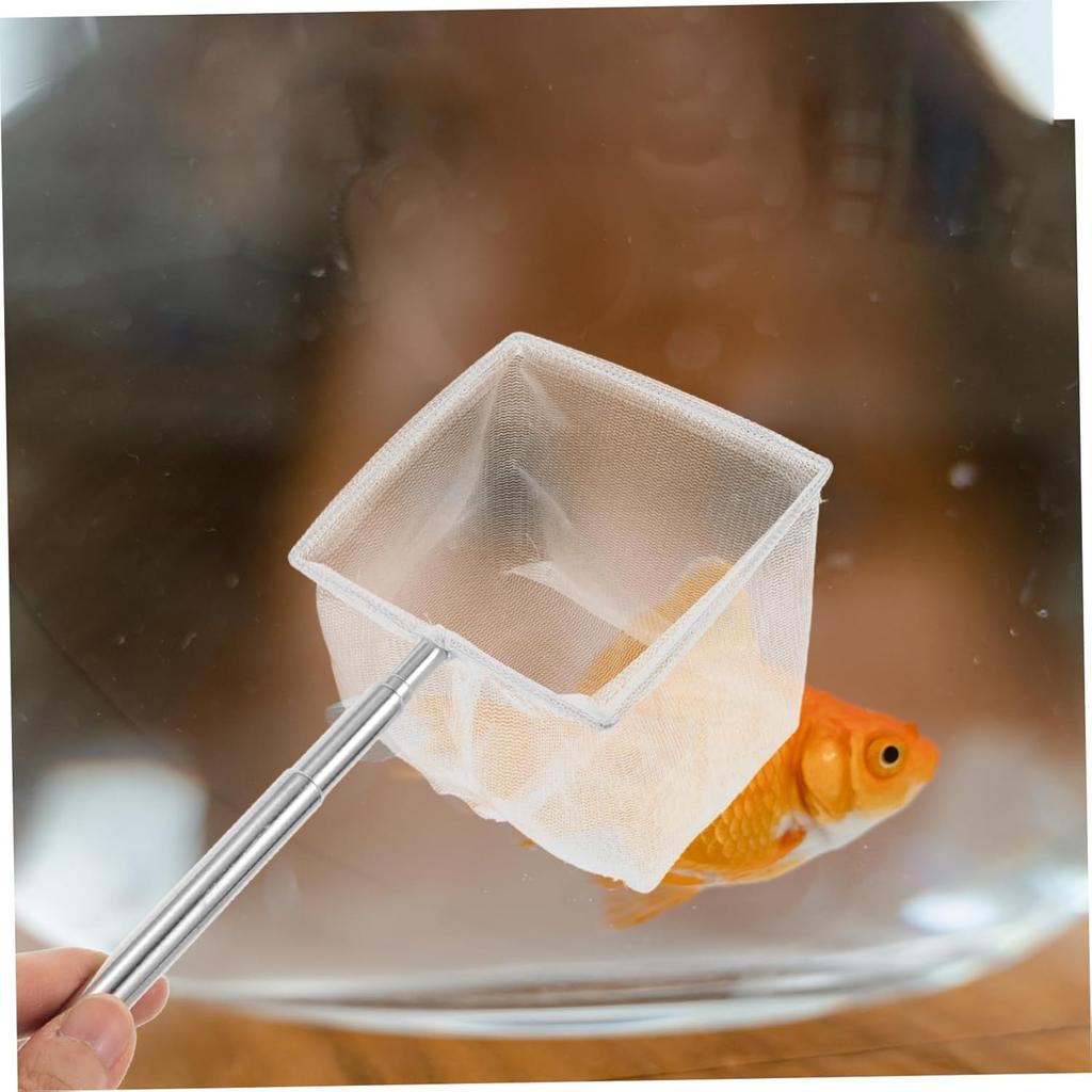 Aquarium Square Fishing Net with Suction Cup Extendable Long Handle Fishing Gear for Catching Fish Shrimp Tank Clean Accessories