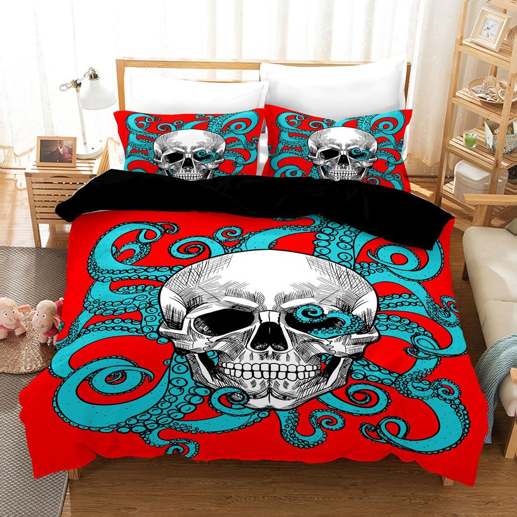 3D Digital Printing Kit Three-Piece Quilt Cover Sheet Skeleton